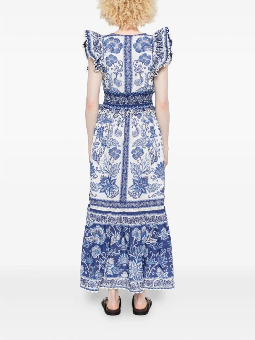 FARM RIO Shell Garden Maxi Dress Blue Motif Size Medium NWT - Picture 3 of 9